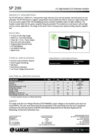 Thumbnail of document Data Sheet - SP 200 Voltmeter